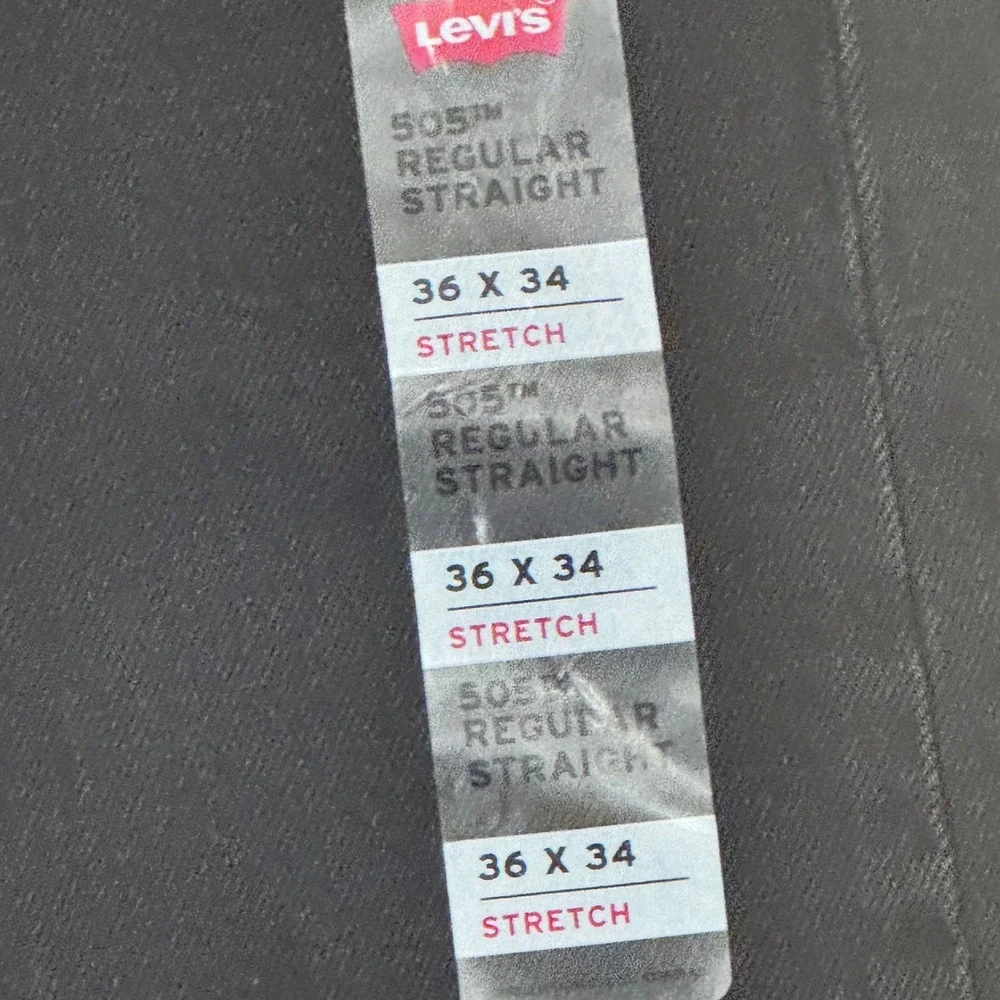 Levis 505 Regular Straight Ease Black Denim Stretch Jeans 36x34 005052912 NEW
